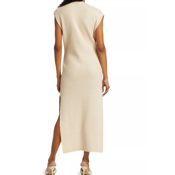 Jonathan Simkhai Annette Rib Knit Cream Cashmere Blend Henley Dress - Picture 6 of 14